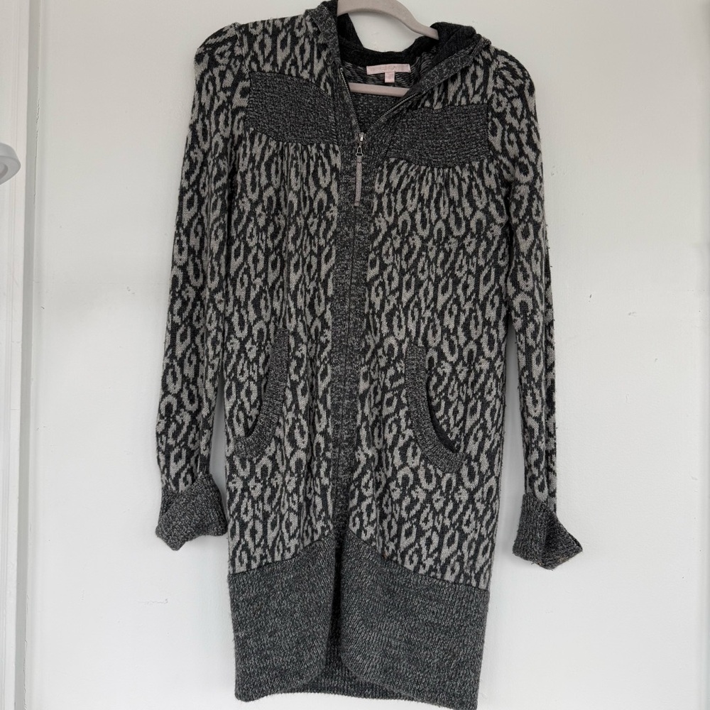 Rebecca Taylor Animal Print Long Cardigan Sweater